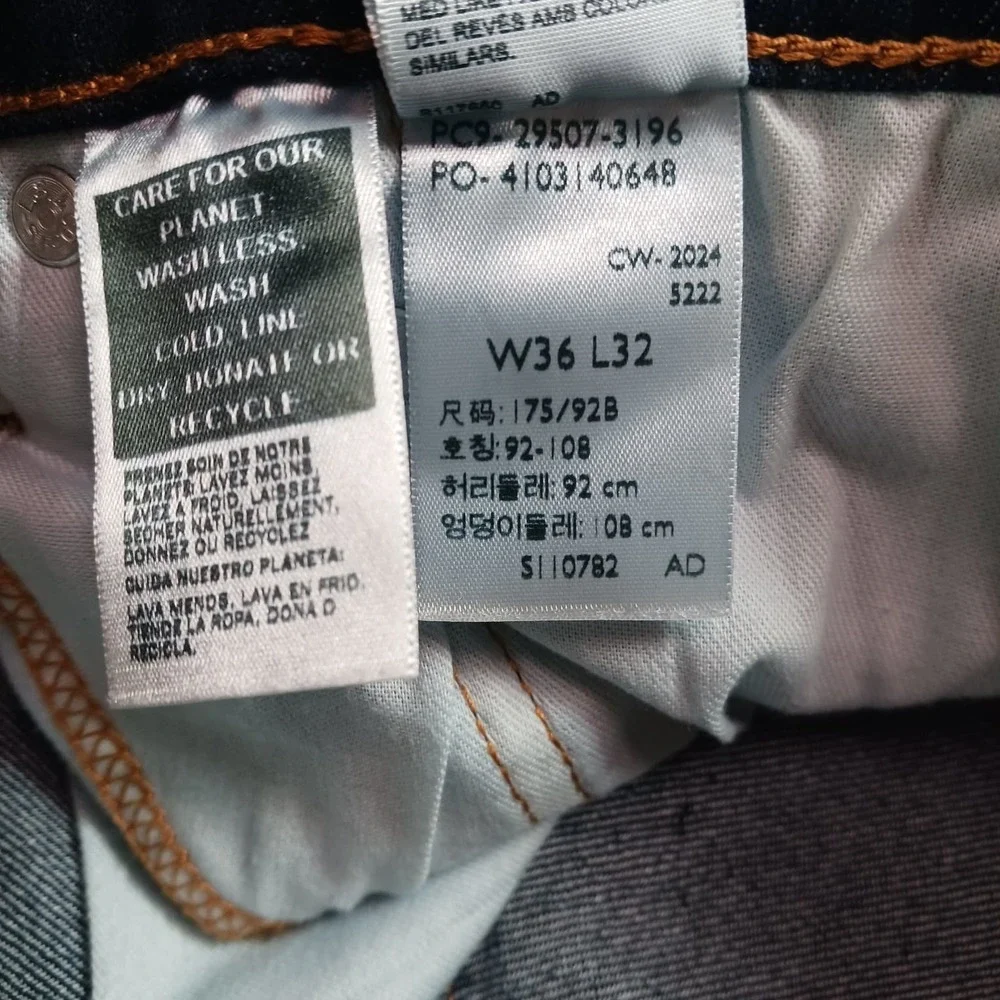 Levi's 502 Taper Fit Jeans Men's Stretch Dark Blue Denim Size 36x32